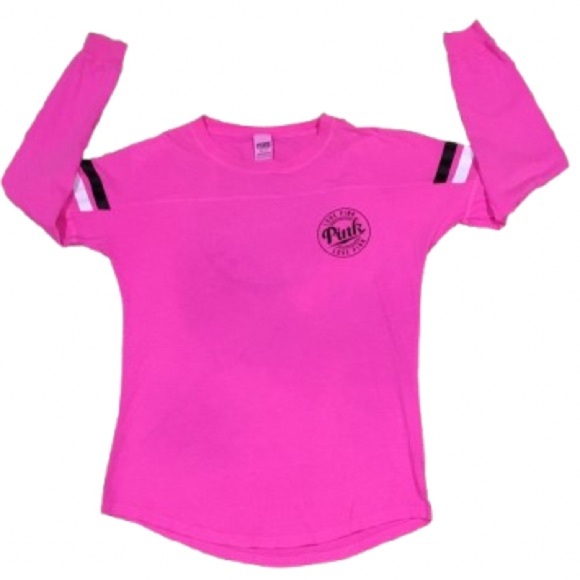 👚🍹 PINK Victoria’s Secret Long Sleeve Tee | XS | Keyhole Back Lounge Top Cotton - Picture 1 of 4